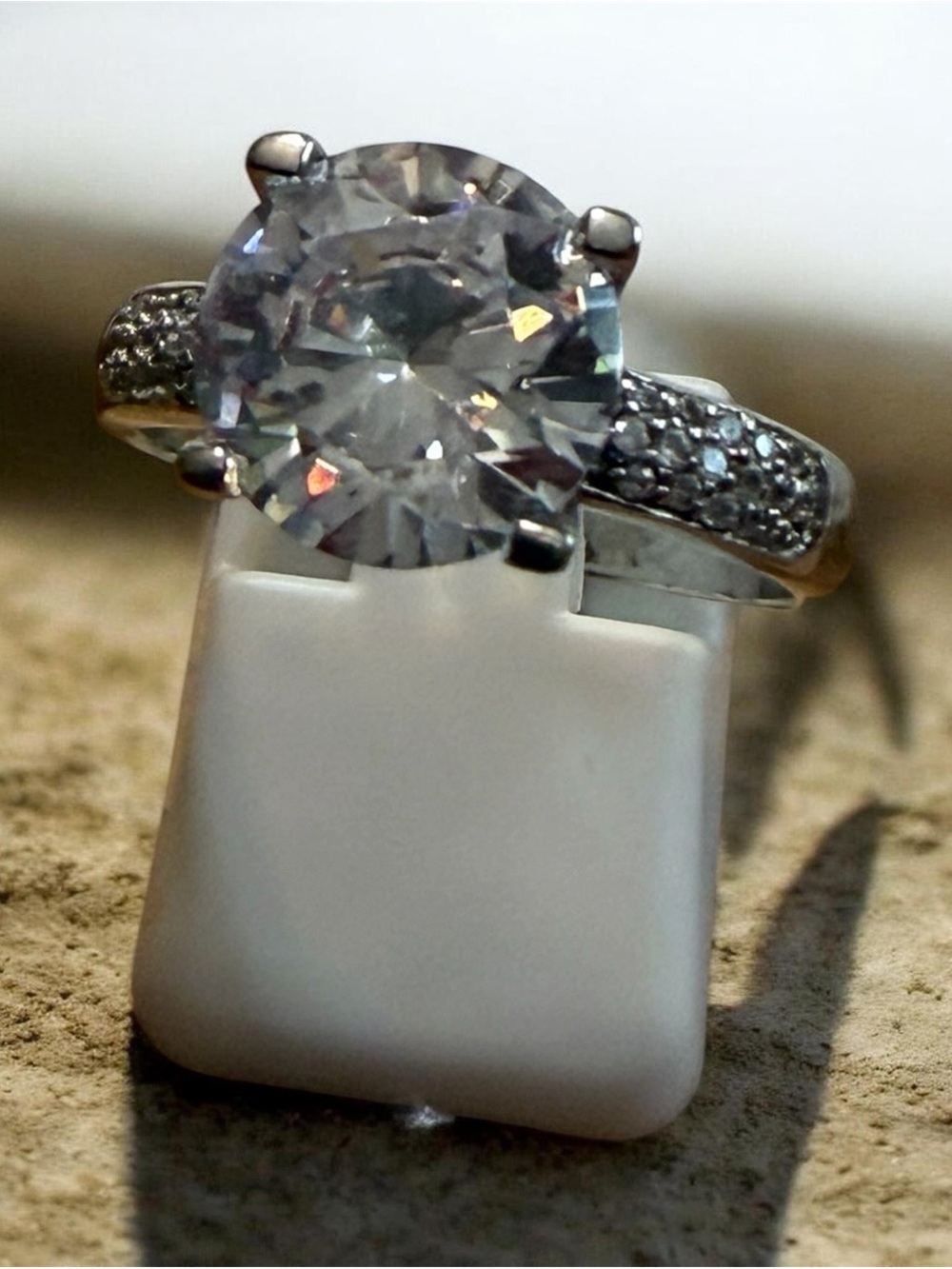 Sterling Silver Tone Round Cubic Zirconia Solitaire Engagement Ring - Clear